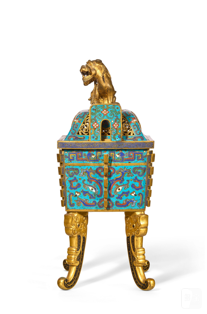 BRÛLE-PARFUM COUVERT EN ÉMAUX CLOISONNÉS, FANGDING  CHINE, DYNASTIE QING, ÉPOQUE QIANLONG (1736-1795) - 图3